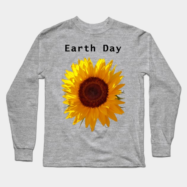 Earth Day Sunflower Long Sleeve T-Shirt by ellenhenryart